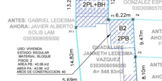Venta de propiedad  con amplio terreno costo solo de terreno sector Banco central